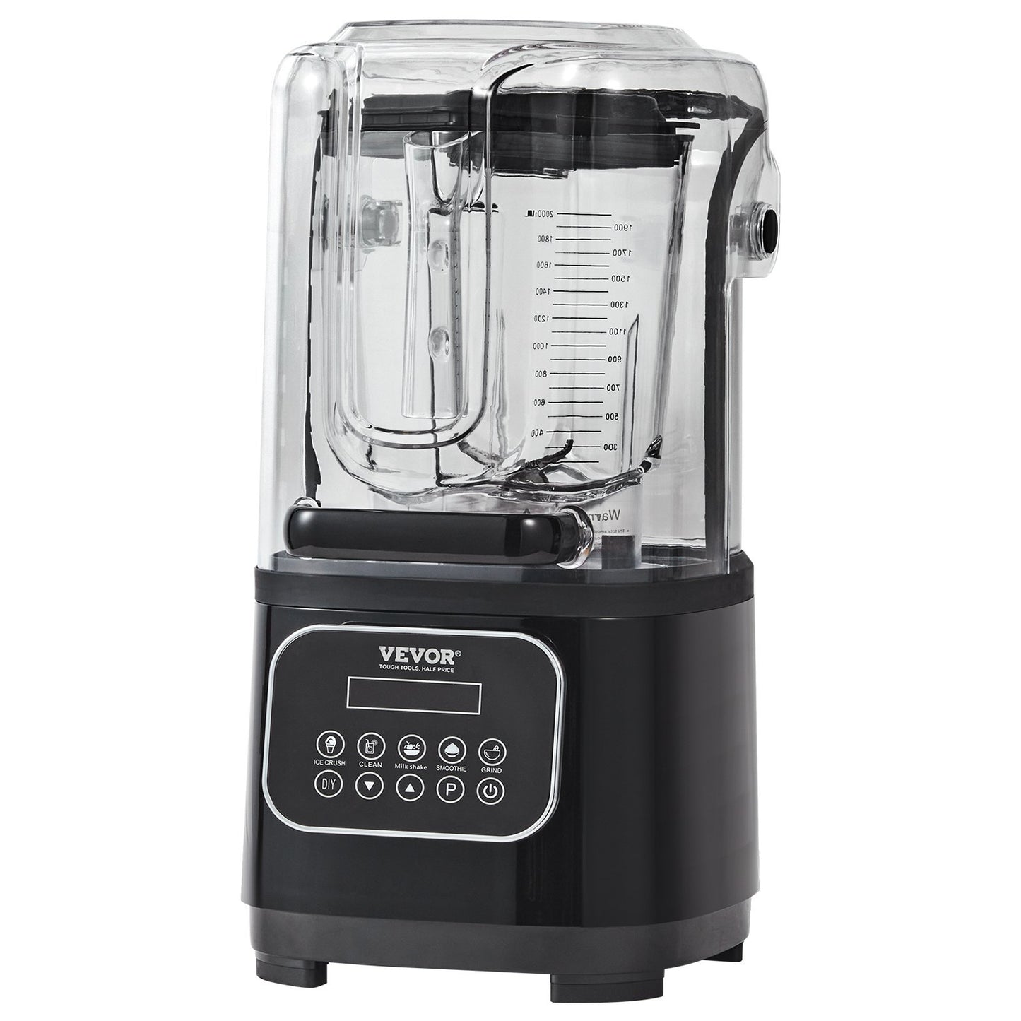 VEVOR Professional Blender With Shield, Commercial Countertop Blenders, 68 Oz Blender Combo, Stainless Steel 9 Speed & 5 Functions Blender, For Shakes, Smoothies, Peree, And Crush Ice, Black