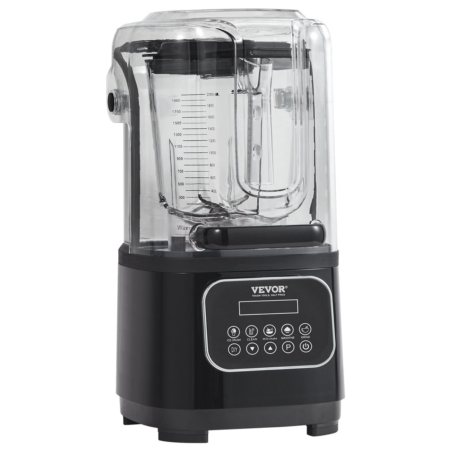 VEVOR Professional Blender With Shield, Commercial Countertop Blenders, 68 Oz Blender Combo, Stainless Steel 9 Speed & 5 Functions Blender, For Shakes, Smoothies, Peree, And Crush Ice, Black
