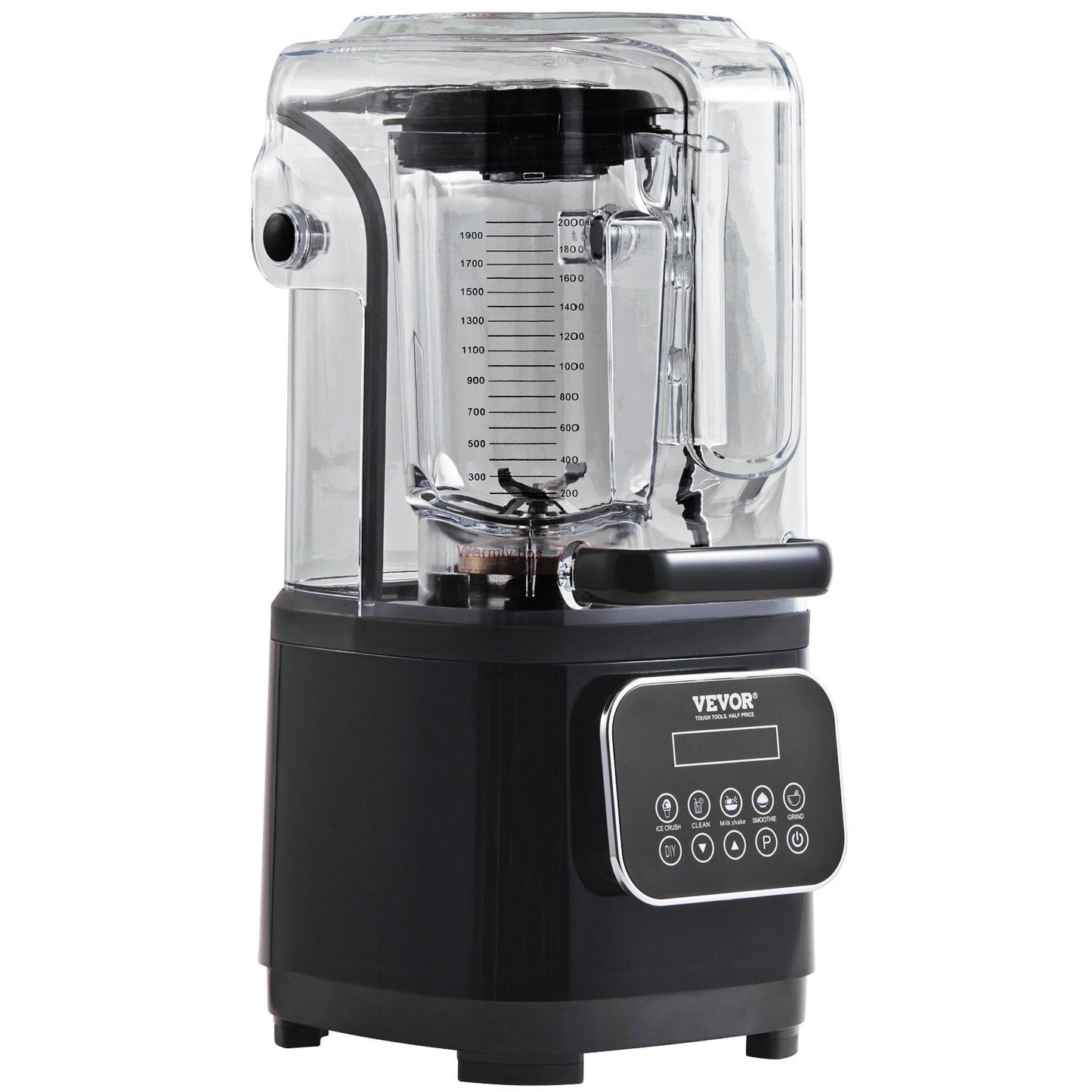 VEVOR Professional Blender With Shield, Commercial Countertop Blenders, 68 Oz Blender Combo, Stainless Steel 9 Speed & 5 Functions Blender, For Shakes, Smoothies, Peree, And Crush Ice, Black